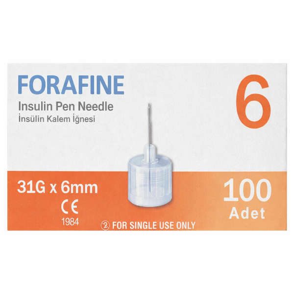 Fora Fine İnsülin Kalem Uç 6 mm 31G 100'lü